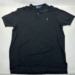 POLO RALPH LAUREN Pima Cotton Polo Men's XXL Black w/Multi-Color Horse